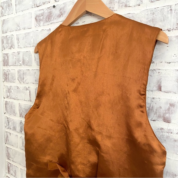 Vintage Suede Leather Vest • Brown Tan Embroidered Vintage Vest • AJ Leather - Picture 6 of 9